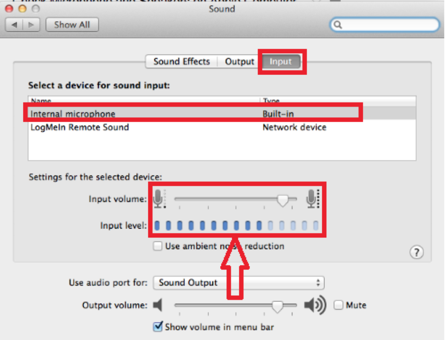 mac internal microphone not showing